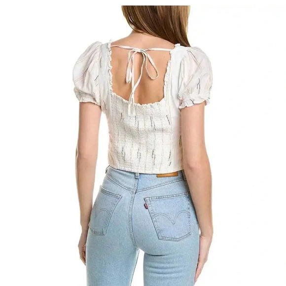 Free People Small New Seratonin Corset Top Cotton Peasant Cop Puff Sleev… - Picture 2 of 7